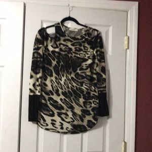 Animal print cold shoulder top
